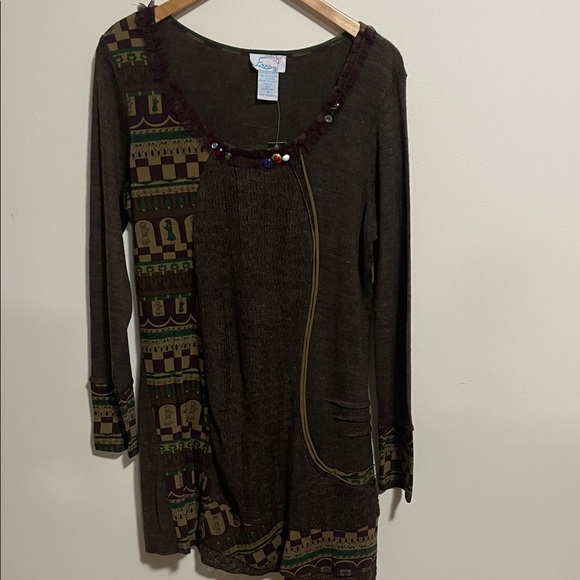 Emma G Women's Brown Patterned Dress SZ M - Picture 1 of 7